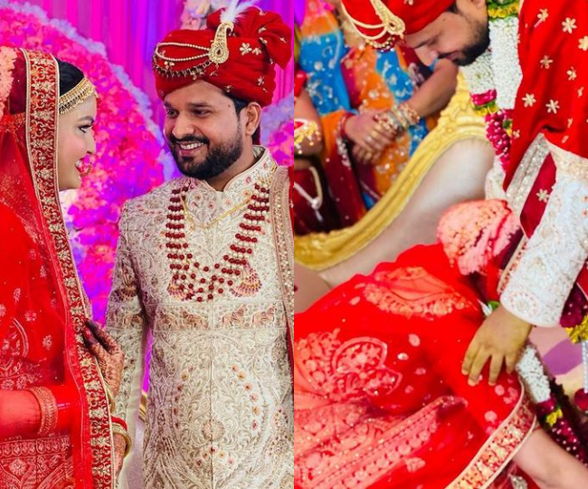 यहां देखें भोजपुरी सुपरस्टार रितेश पांडे और वैशाली पांडे की शादी की खूबसूरत तस्वीरें  